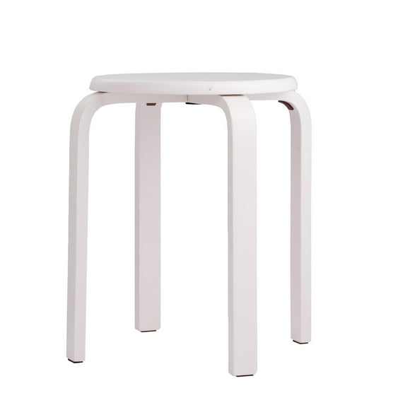TFixol Modern K/D Rubber Wooden Stools Practical Round Stacking Stools for Home/Restaurants/Hotel 2pcs White