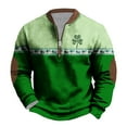 thumbnail image 1 of Penkiiy Día de San Patricio de hombre 1/4 Sweatshirt de cuello cremallera Shamrock camisa irlandesa de manga larga 5XL Verde, 1 of 3
