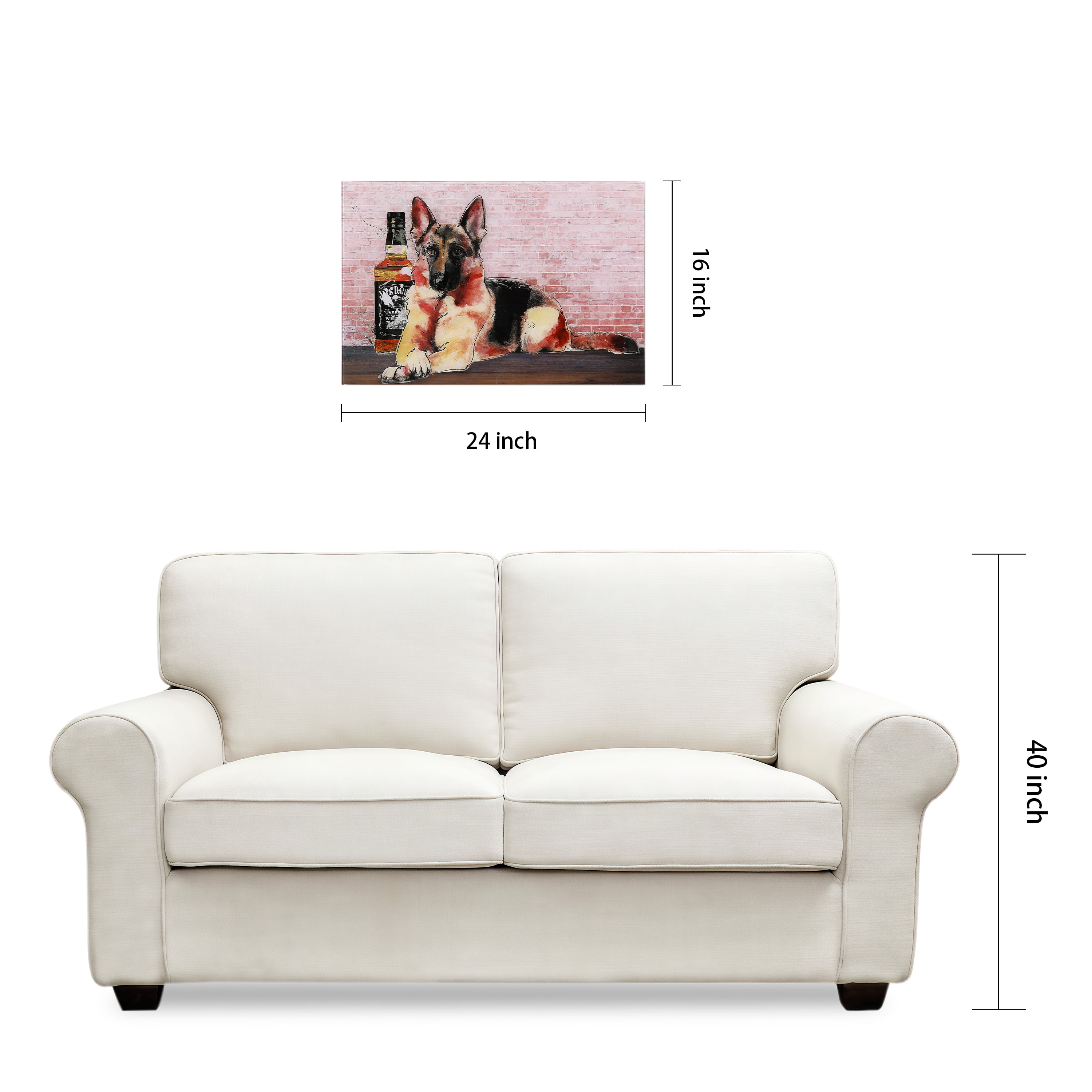 Empire Art Direct German Jack Frameless Free Floating Tempered Glass Panel Graphic Dog Wall Art, 24" x 16", Ready to Hang