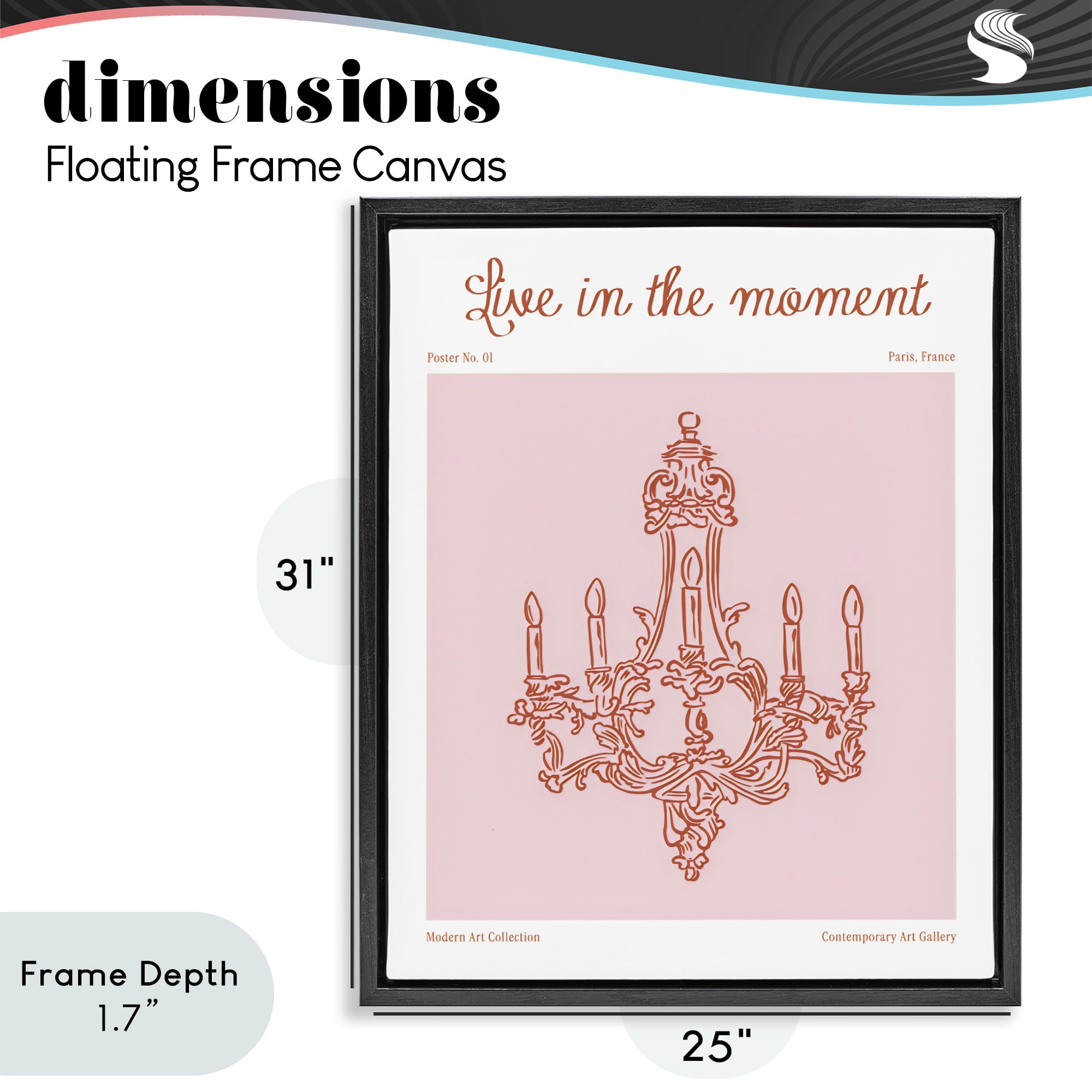 Stupell Industries Live In The Moment Chandelier Black Framed Floater Canvas Wall Art, design by The Prints Vibe