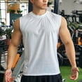 thumbnail image 2 of Cmfcve Men's Oversize Tank Top Mesh Breathable Gym Tank Top Crew Neck Sleeveless Cotton Linen Vest, 2 of 5