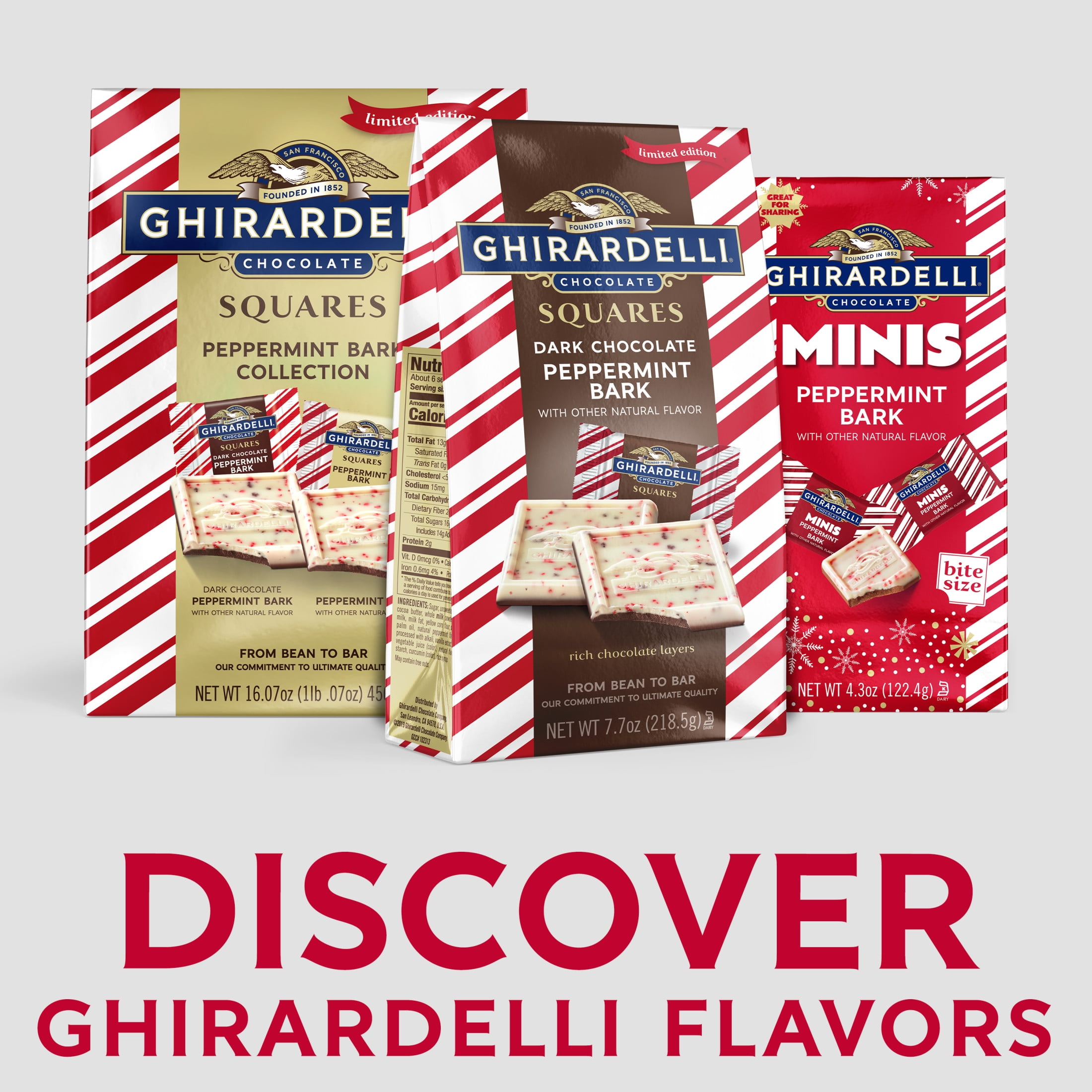 (2 pack) GHIRARDELLI Dark Chocolate Peppermint Bark Chocolate Squares, Layered Dark Chocolate and White Chocolate Candy, 7.7 oz Bag