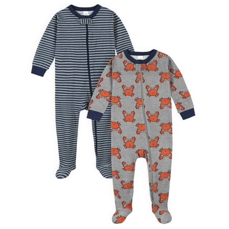 Gerber Childrenswear by Gerber 3/4 Sleeve Crew Neck Stripes Printed Pajamas (Infant or Toddler) 2 Pack