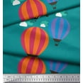 thumbnail image 3 of Soimoi Green Cotton Poplin Fabric Cloud & Hot Air Balloon Holiday Printed Fabric 1 Yard 42 Inch Wide, 3 of 3