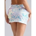 thumbnail image 6 of Zaldita Womens Sparkle Sequin Bodycon Mini Skirts Shiny Glitter Short Wrap Skirt Clubwear Gradient Blue S, 6 of 7