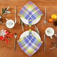 thumbnail image 4 of Coolnut Rainbow Plaid Cloth Napkins Set of 6, Durable Printed Washable Table Napkins for Valentines, Weddings, Dinners Parties Home Decor, 20 x 20 Inch Washcloth Gift, 4 of 7