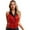 Red, variant on TiaoBug Women Glitter Sequins Tank Top Lapel V-neck Sleeveless Halter Buttons Waistcoat Vest Gold L