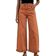 thumbnail image 4 of WGRFFH Barrel Jeans Women,High Waisted Baggy Jeans,2026 Wide Leg Jeans,Ankle Denim Pants with Vertical Seams,Y2k Patchwork Baggy Boyfriend Denim Pants,Ruffled Hem Fall Long Trousers Brown, 4 of 8