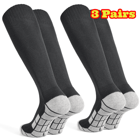 3 Pairs Soccer Socks, Team Sport Knee High Socks for Men