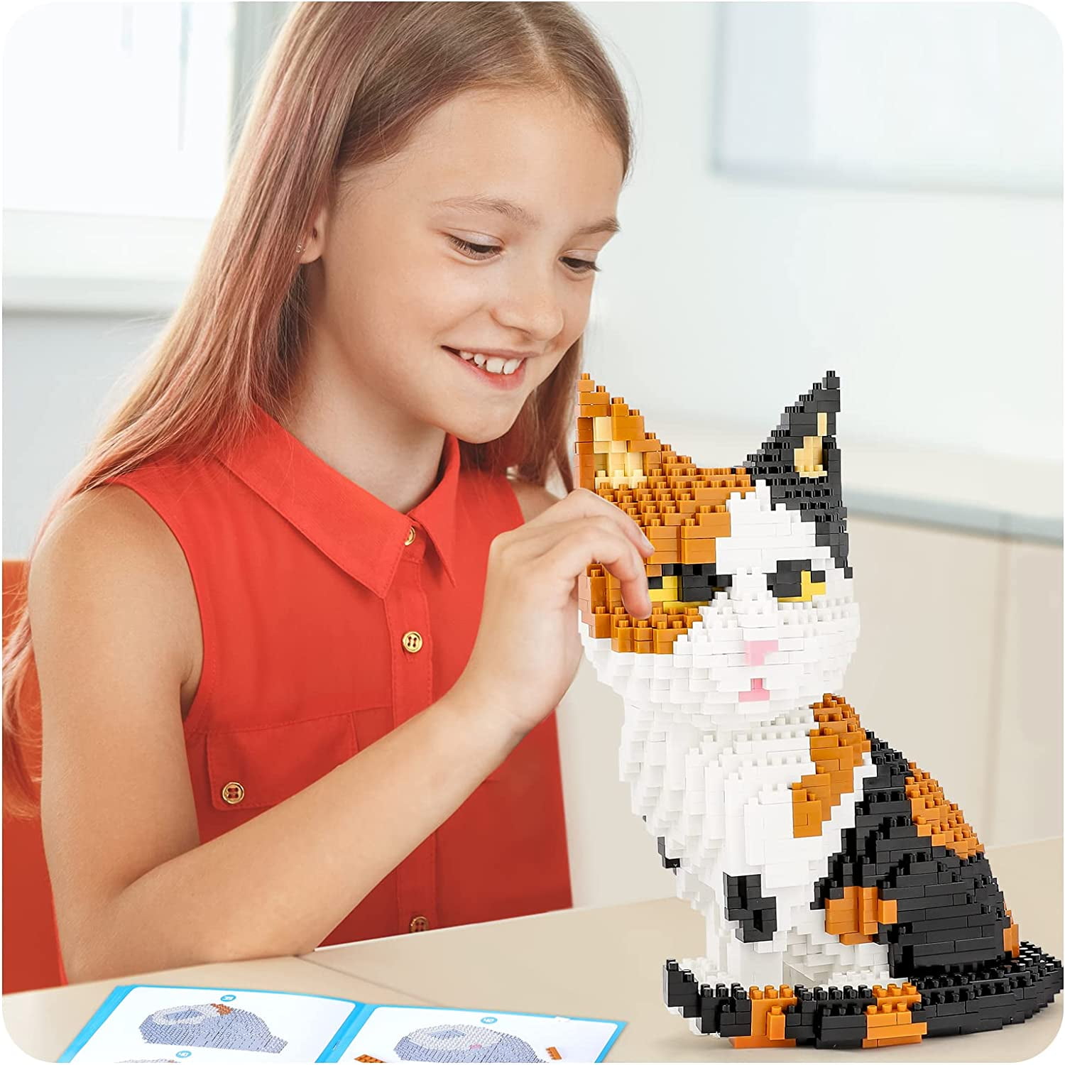 NICKSUN Cartoon Cat Building Blocks for Kids, Mini 3D Tabby Cat Bricks Gift Toy Model Educational Toys Gifts(1300Pcs)
