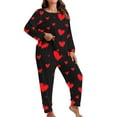 thumbnail image 4 of cfhntfmh Women's Plus Size Pajama Sets Long Sleeve Top Long Pants Sleepwear Valentine's Day Pjs Sets Matching Sets, 4 of 6