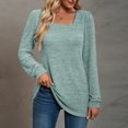 thumbnail image 4 of Camiseta de manga larga para mujer, camiseta informal holgada de Color puro, sudadera transpirable de moda para mujer, color verde guisante XL, 4 of 6