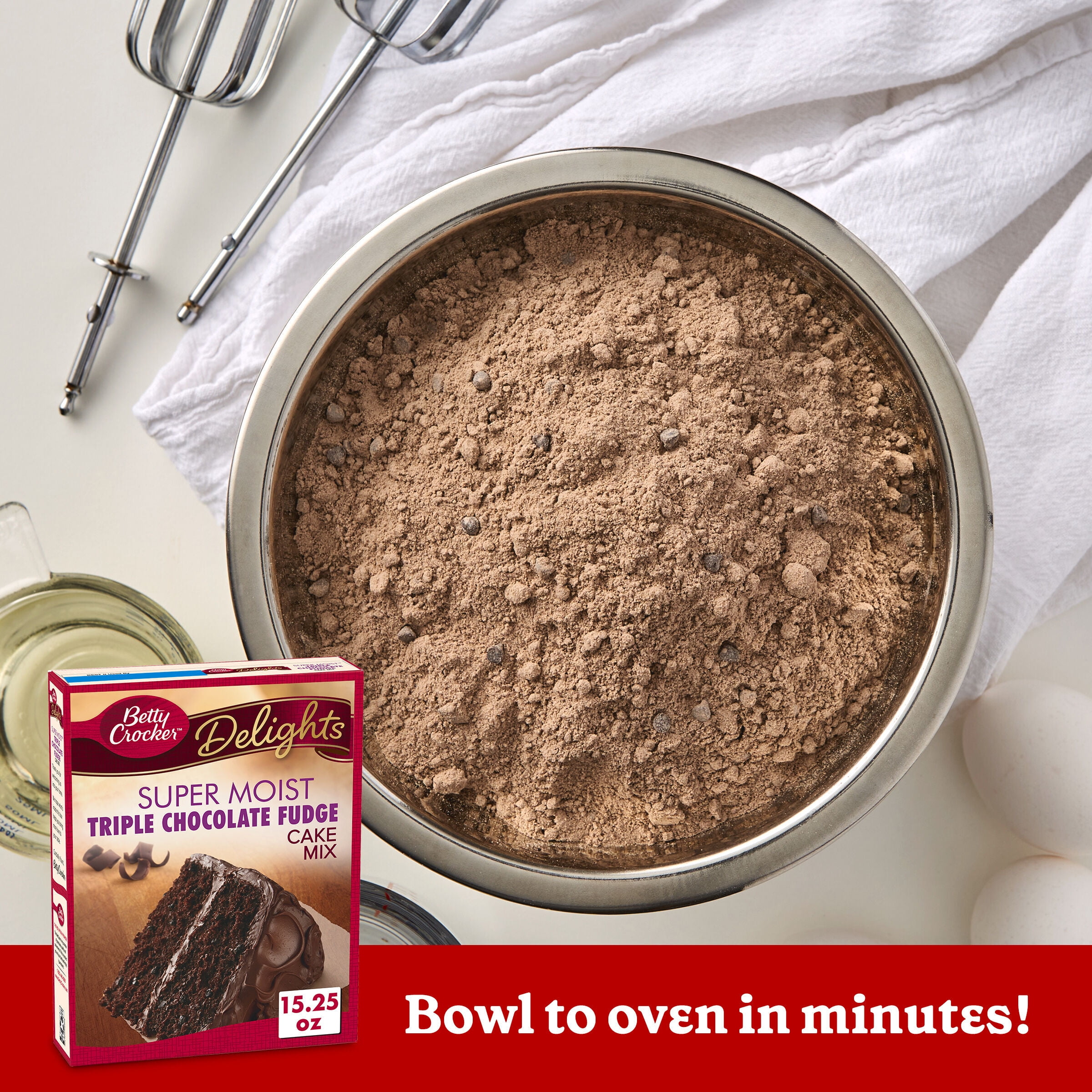 (3 pack) Betty Crocker Super Moist Triple Chocolate Fudge Cake Mix, 15.25 oz