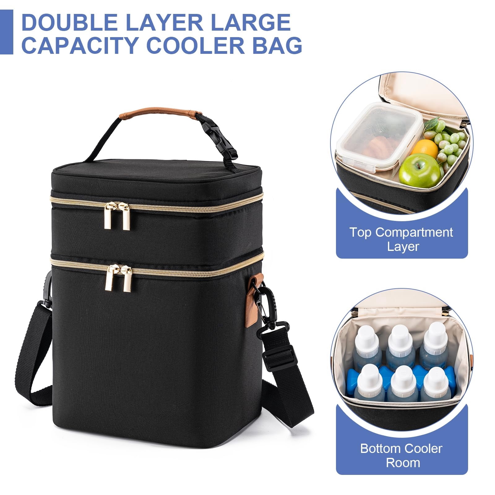 breast milk cooler travel bag, Fits 6 Baby Bottles Up to 9 Ounce Insulated Baby Bottle Bag,Breast Milk Cooler on The go with Strap,  Bottle Storage Bag for Nursing Mom Daycare