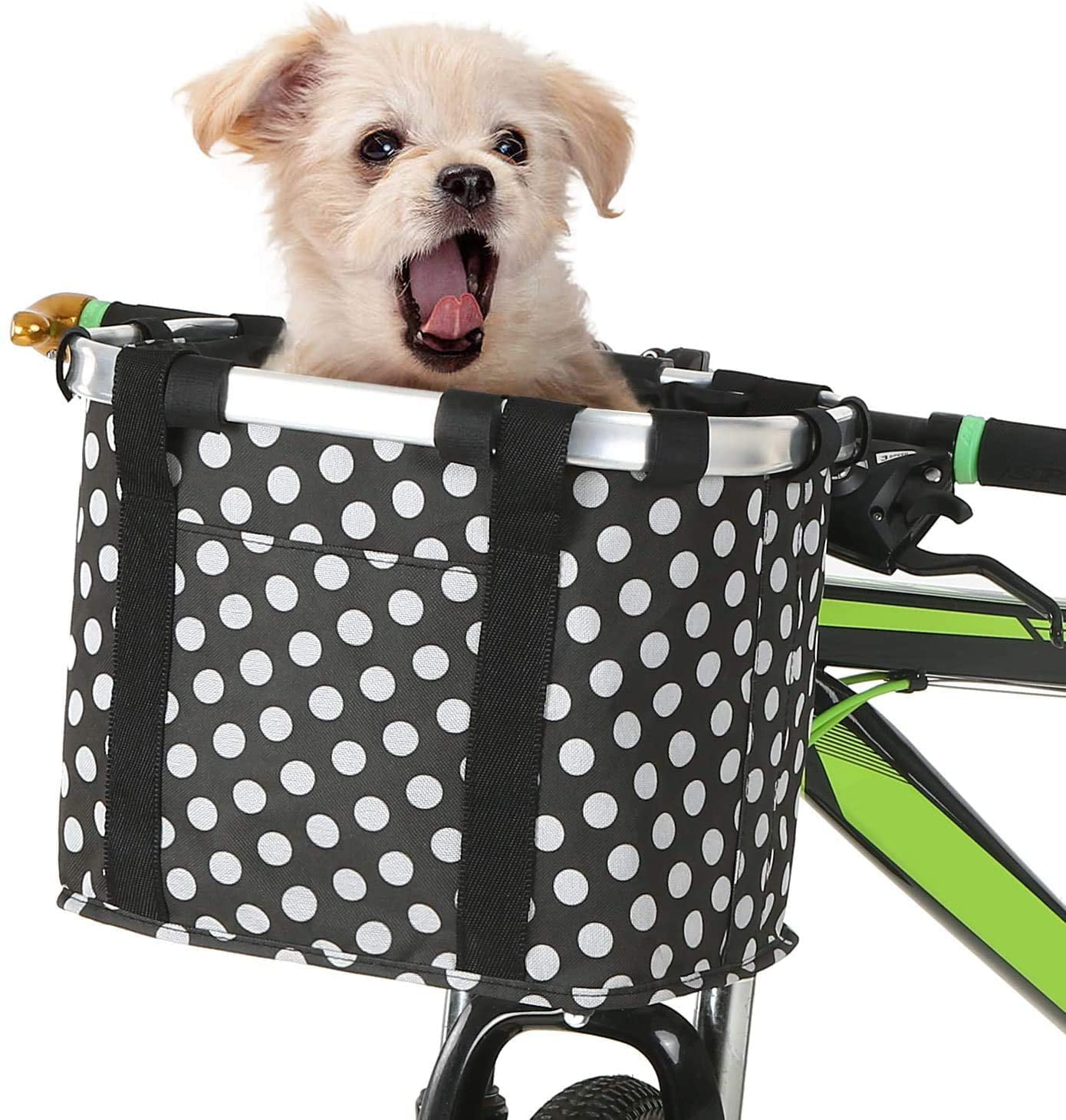 Bike Basket,Quick Release Bicycle Basket Multi Purpose Handlebar Basket for Small Pet Picnic,Easy Install and Detachable Mountain Cycling Bag Grocery 