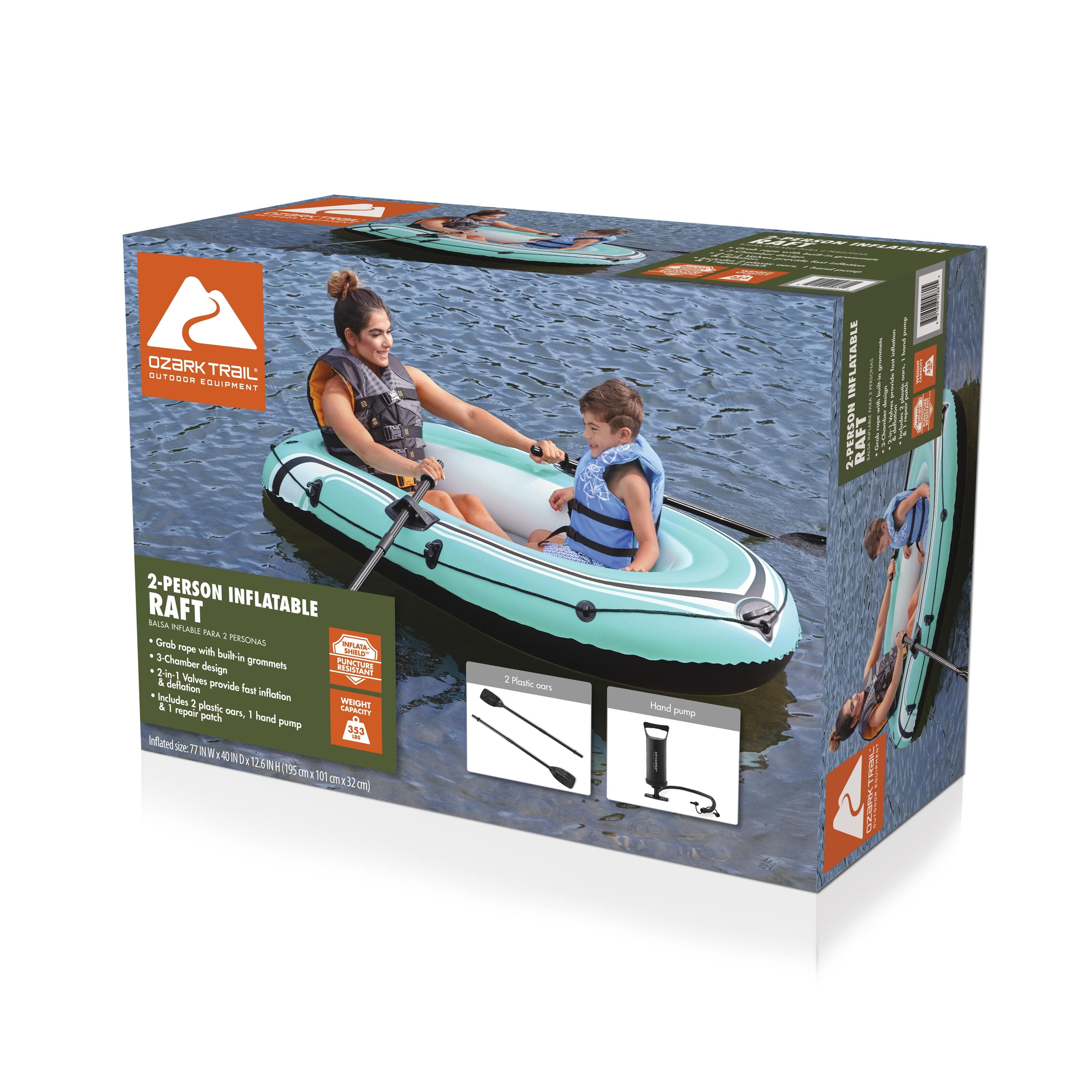 Ozark Trail 77 in. x 40 in. 2 Person PVC Inflatable Raft