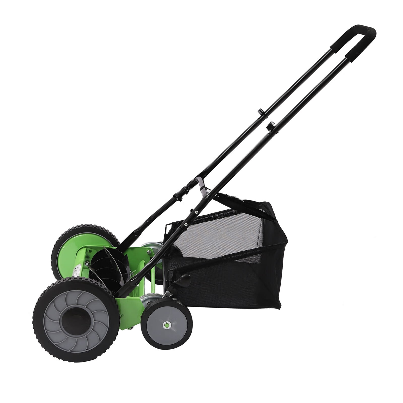 Aiqidi 20 inch Manual Push Reel Lawn Mower Home Height Adjustable 5 Blades Lawn Sweeper with Grass Catcher for Yards Sidewalks