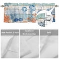 thumbnail image 3 of Summer Ocean Valances for Windows Coastal Jellyfish Orange Corals Shells Teal Wooden Valance Curtains Rod Pocket Bathroom Small Window Treatments for Kitchen Living Room Bedroom, 54"x18", 3 of 7