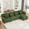 thumbnail image 5 of HUMEHA 132.3" Corduroy Modular Sofa Green 4-Seat w/ Ottoman, 5 of 15