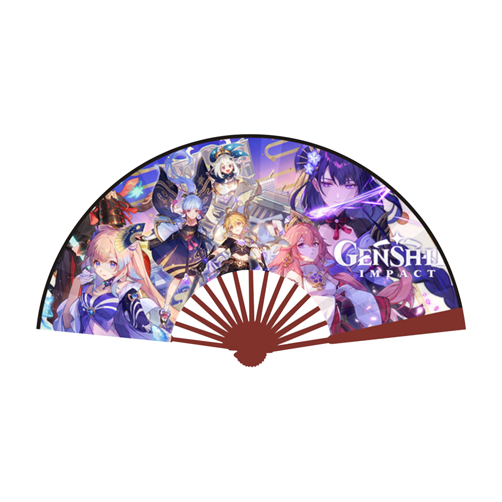 SHIYAO Anime Genshin Impact Folding Fan Handheld Double-Sided Cloth Fan ...