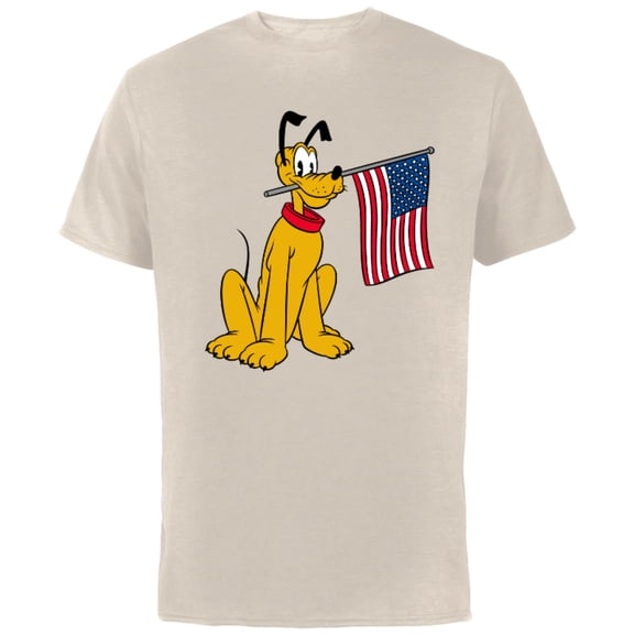 Disney Pluto Americana - Short Sleeve Cotton T-Shirt for Adults - Customized-Natural