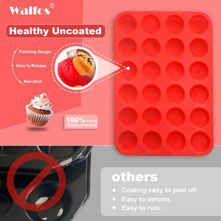 Silicone Cupcake Baking Mold, Non-Stick 100% Food Grade (Red