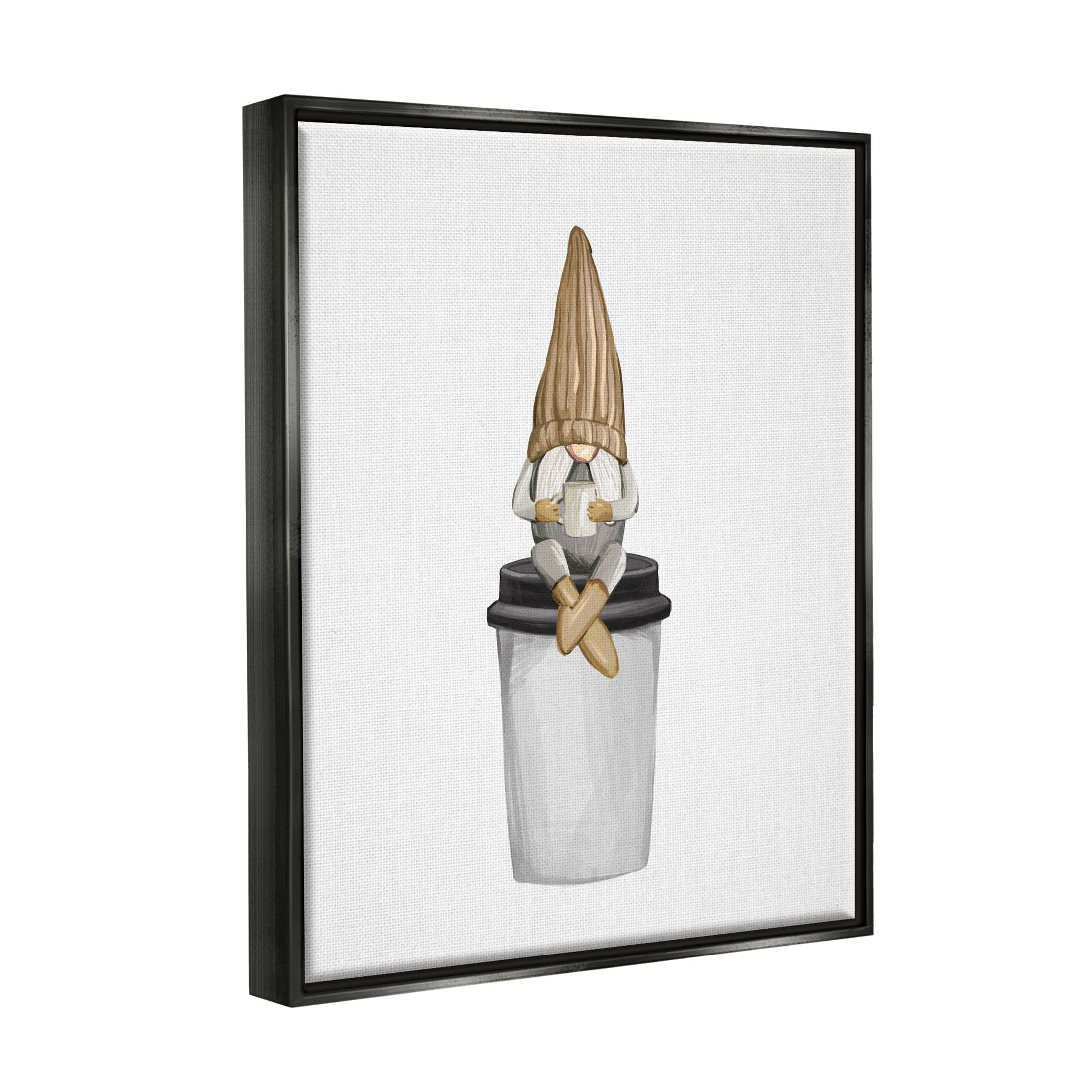 Cozy Gnome Morning Coffee Fairy Tales & Fantasy Graphic Art Jet Black Framed Art Print Wall Art