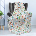 thumbnail image 4 of Fitness Soft Flannel Fleece Blanket, Sports and Diet Balance Nutrition Bicycle Organic Fresh Food Poultry Juice Vitality, Cozy Plush for Indoor and Outdoor Use, 60" x 80", Multicolor, by Ambesonne, 4 of 5