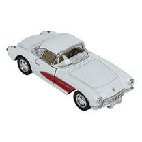 Rhode Island Novelty - Pull Back Die-Cast Metal Vehicle - 1957 CHEVROLET CORVETTE (White)(5 inch)