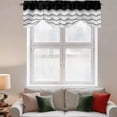 thumbnail image 2 of Black Grey Tie Up Valance Curtains for Windows, Kitchen Curtains Window Treatments, Geometric Chevron Print Wavy Striped White Short Window Shades Valances for Bedroom Bathroom Cafe 42"x18", 2 of 8