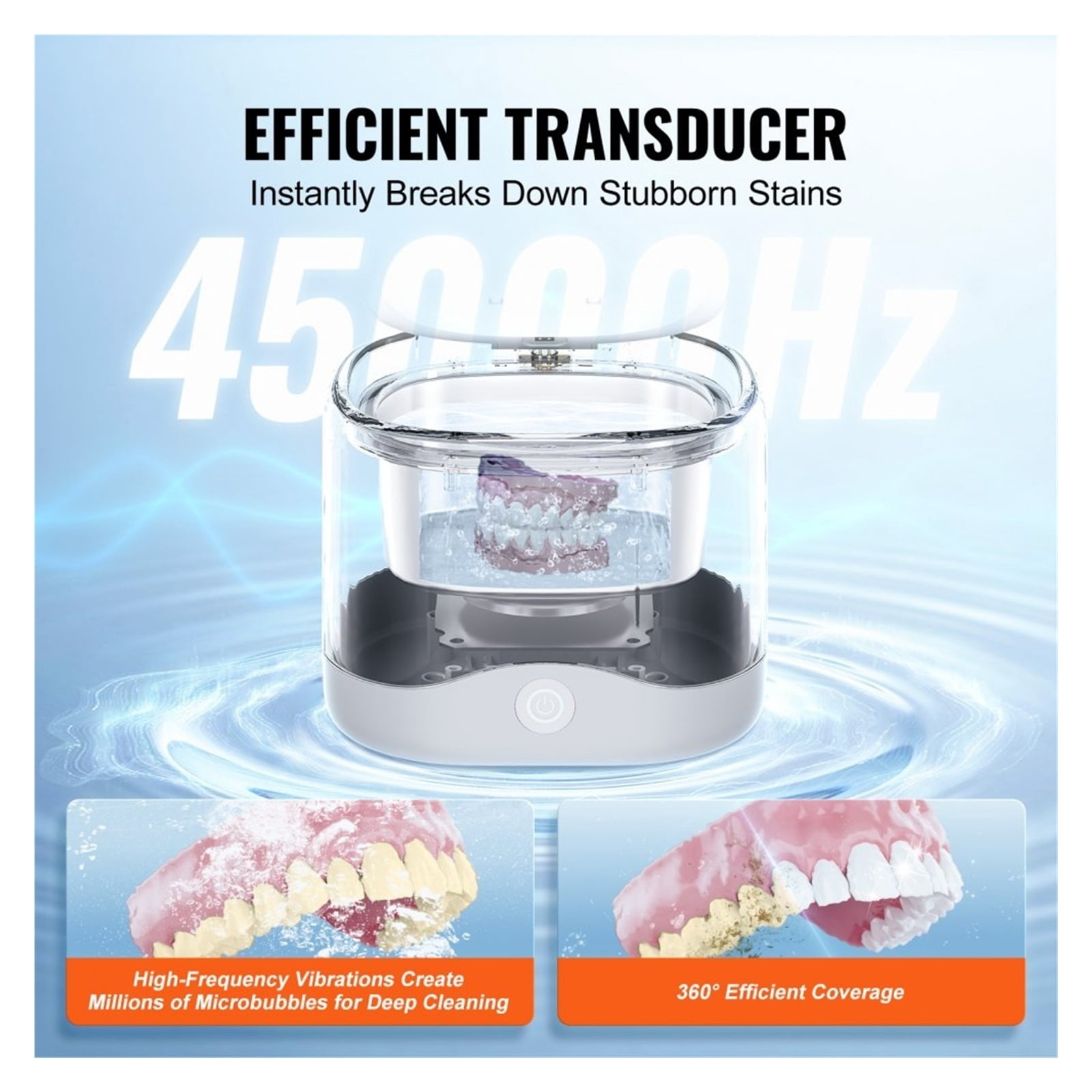 Ultrasonic Cleaner for Dentures Retainer Cleaner Machine with UV Light 30W Cleaning Machine