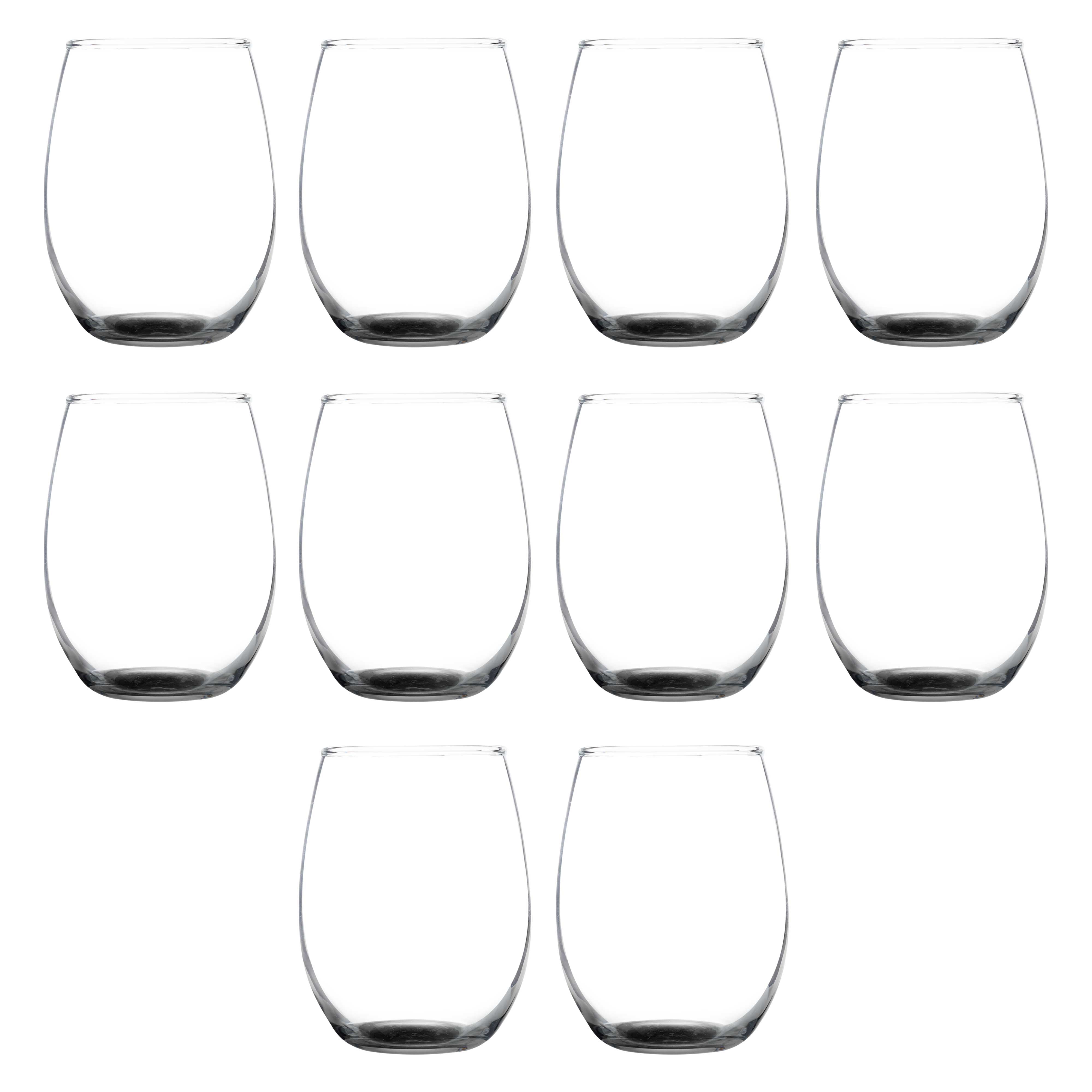 Stemless Wine Glass 9 oz. Set of 10, Bulk Pack Great for Wedding