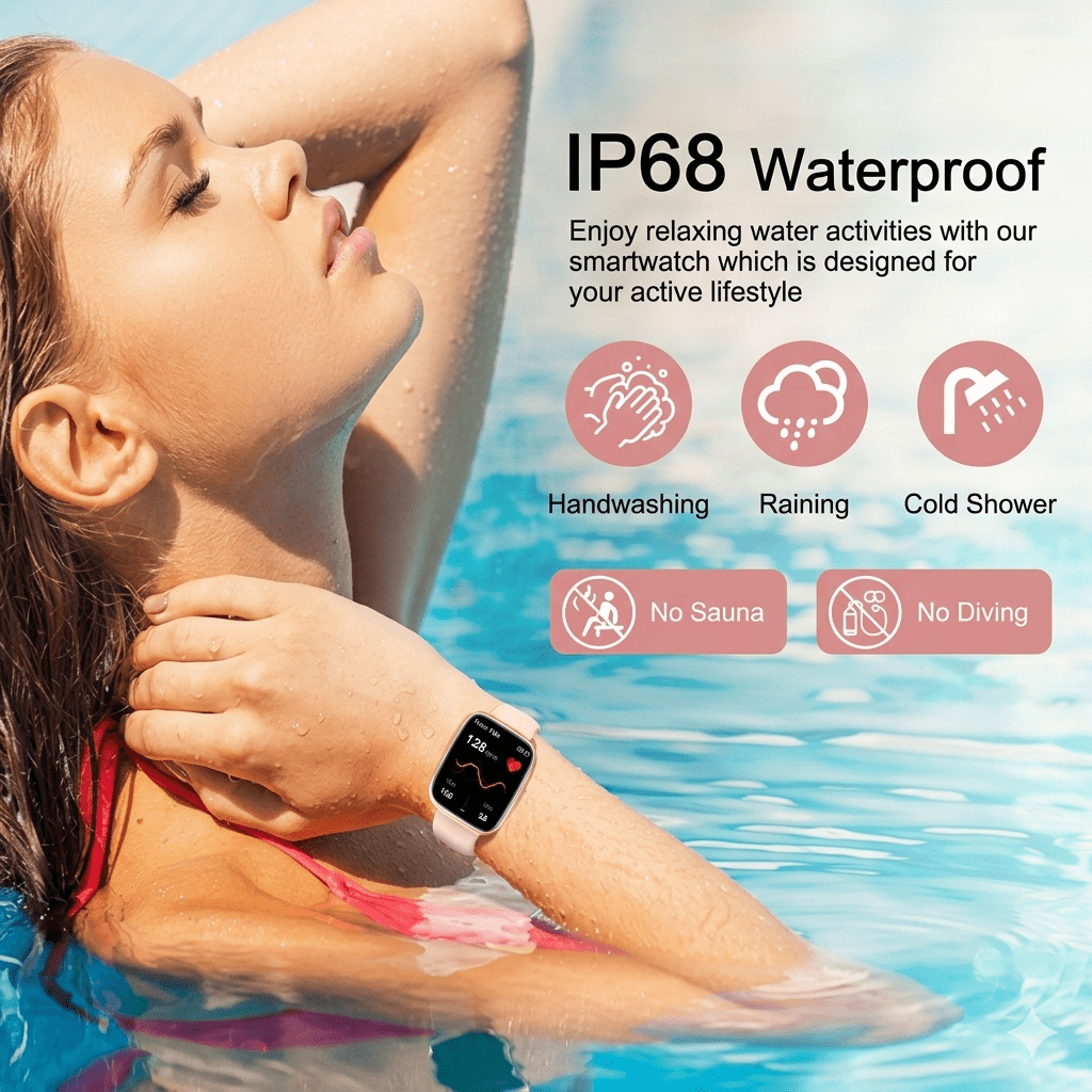 1.75" Smart Watch for Women Men,2026 Bluetooth Calls /Answer Smartwatch for Android Iphone, IP68 Waterproof Fitness Tracker, 100+ Sport Modes,Music,Pedometer,Gifts,5–7 days of usage time，Pink
