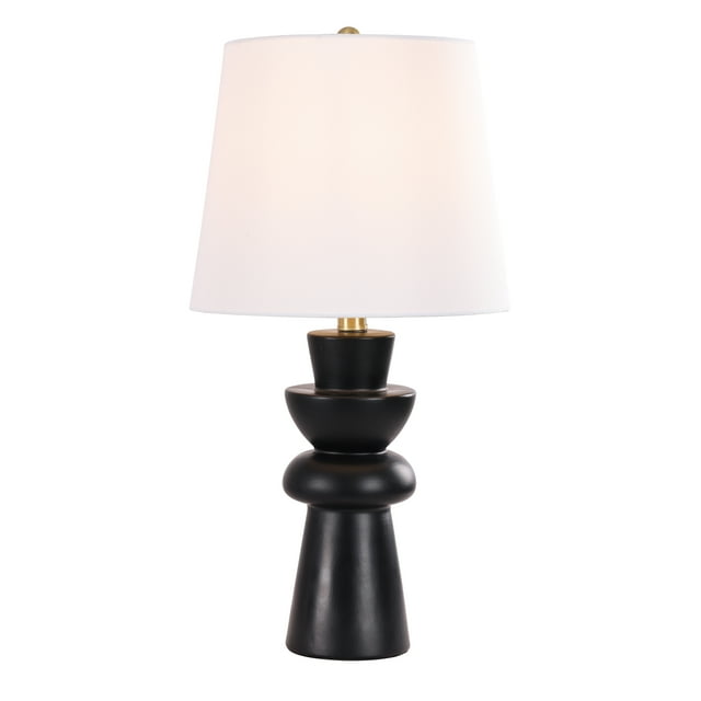Acento Lámpara de Mesa Decorativa Escultórica Convertida en Base de Cerámica Contemporánea de 21" con Pantalla Cónica Blanquecina
