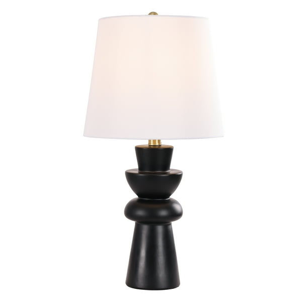 Acento Lámpara de Mesa Decorativa Escultórica Convertida en Base de Cerámica Contemporánea de 21" con Pantalla Cónica Blanquecina