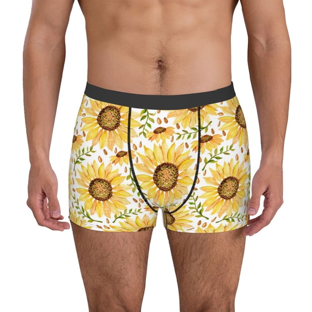 Balery Watercolor With Sunflowers Calzoncillos bóxer para hombre, ropa interior de algodón suave y transpirable con cinturilla de nailon-XX-Large