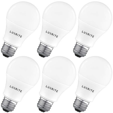 

Luxrite A19 LED Light Bulb 100W Equivalent 4000K Cool White Non-Dimmable 1600 Lumens 15W E26 Medium Base UL Listed 6-Pack