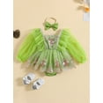 thumbnail image 2 of CIYCuIT Baby Girl Sweet Romper Dress Ruffles Long Sleeve Floral Embroidery Tulle Patchwork Jumpsuit with Headband Newborn Infant Princess Clothes 6M 12M 18M 24M, 2 of 9