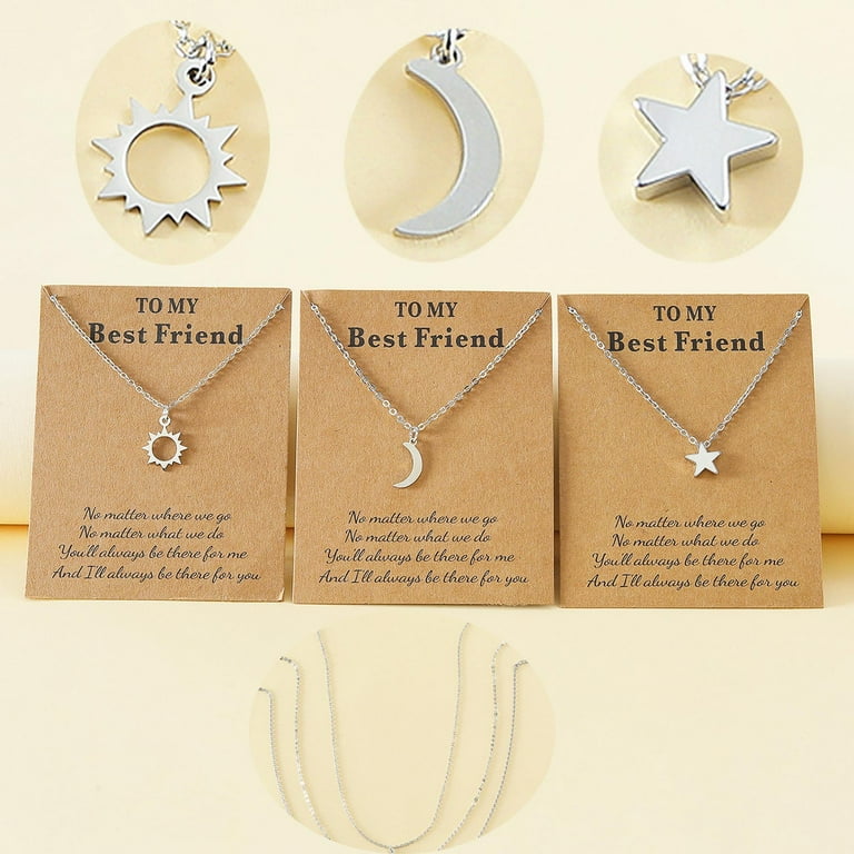 3Pc for Sun Moon Star Pendant Necklace Set Clavicle Chain with