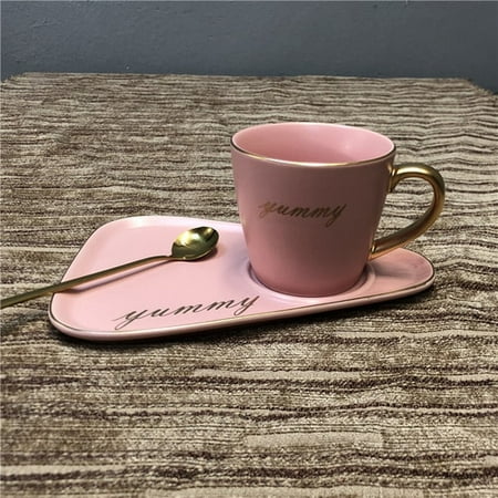 

Spoon and Cup European Luxurious Ceramic Office Coffee Cup and Saucer Set Milk Tea Mug Birthday Couple Gift Friend Gift Box