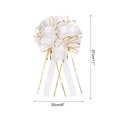 thumbnail image 2 of Uxcell 5Pcs 8" Lazos grandes de organza con borde dorado para envolver regalos de coche en blanco, 2 of 6