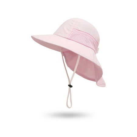 

Pudcoco Infant Outdoor Bucket Hat Kids Solid Color Mesh Sun Cap with Chin Strap
