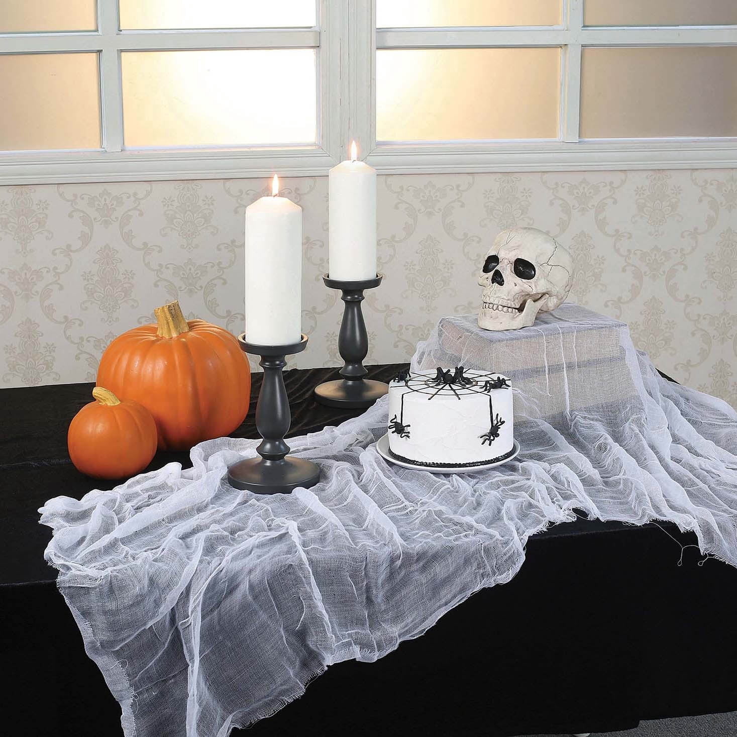 Creepy Fabric, White, 30" x 72", Halloween by Way To Celebrate