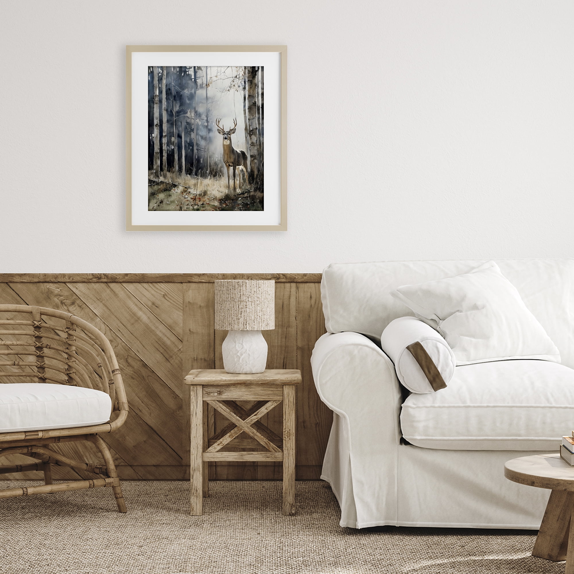 Stupell Industries Deer In The Woods Birch Framed Print Under Glass, design by Franklyn Gregory