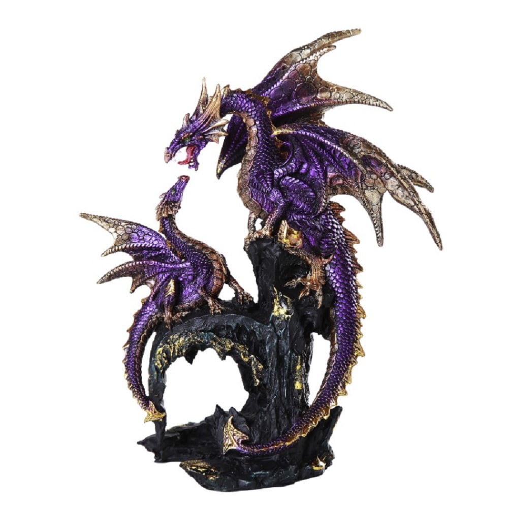 Small Winged Guardian Purple Dragon on Orb 5.25"H Figurine 