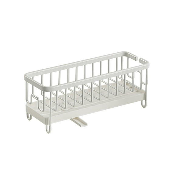 SunnyPoint Never Rust Aluminum Utensil, Sink Cleaning Tools Holder for Kitchen Sink with Drain Board; Dish Wand, Sponge, Soap Dispenser, Utensil Organizer Caddy (WHT)