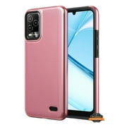 For BLU View 5 Pro 2024 Dual Layer Slim & Tough Hybrid Shockproof Heavy Duty TPU Matte with Textured Rugged Shell Protection Phone Case Cover by Xpression - Rose Gold