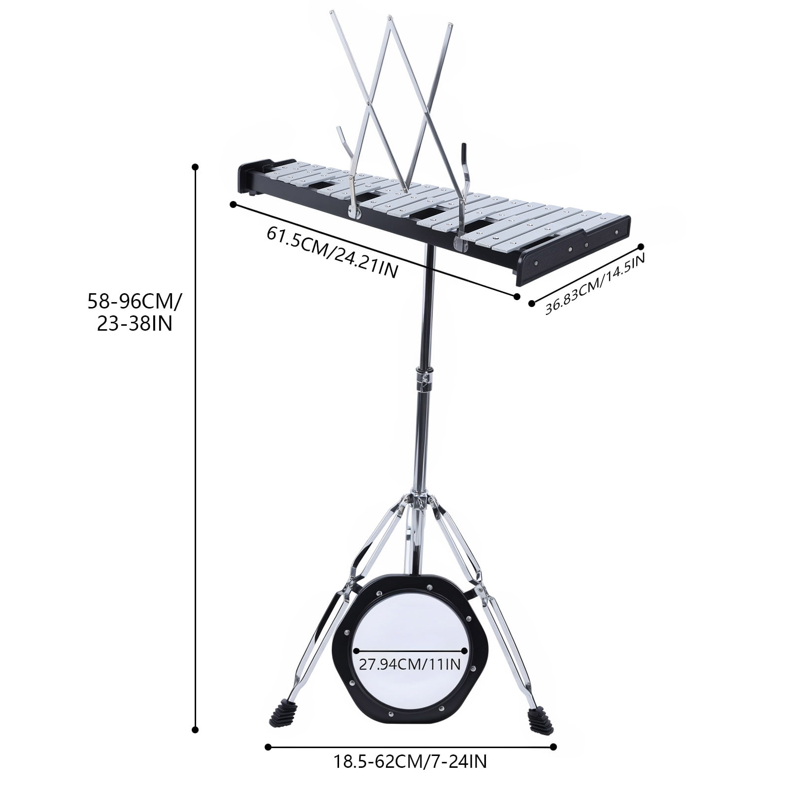 Dapmiu 32-Note Glockenspiel Beginner Kit | with Adjustable Stand, Practice Pad, Mallets & Carry Bag (Natural Wood)
