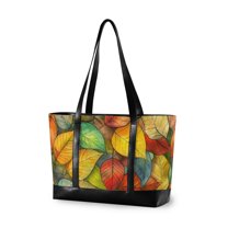 FORMRS Laptop Tote Bag for Women with 15.6" Computer Compartments Handbag, Retro Autumn Leaves