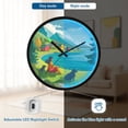 thumbnail image 5 of Indoor 12' Voice-Activated Luminous Decoration Wall Clock With LED Night Light Blue Water Green Trees, 5 of 8